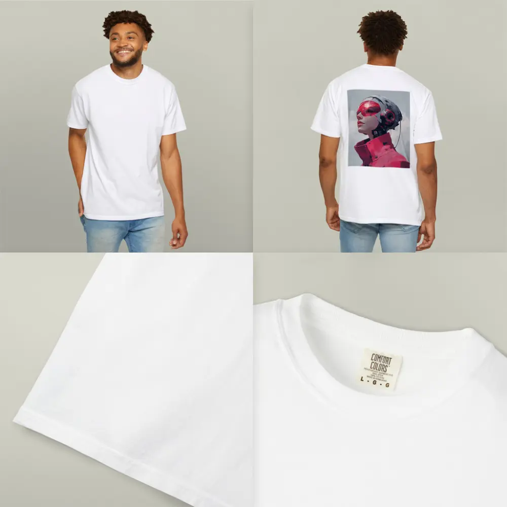 Cyberpunk Female Android Red Helmet Art – T-Shirts
