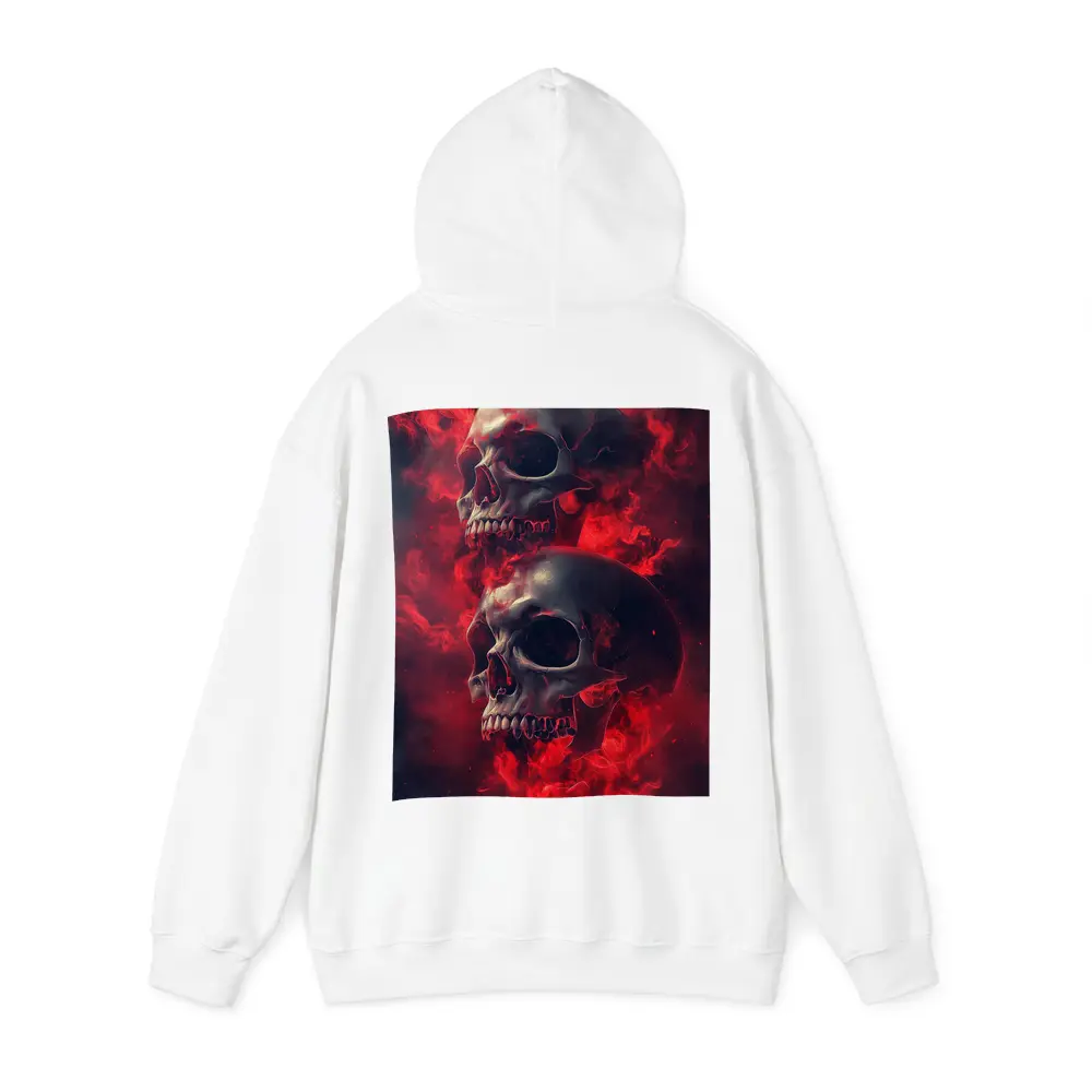Two Skulls Engulfed In Red Flames – Hoodies