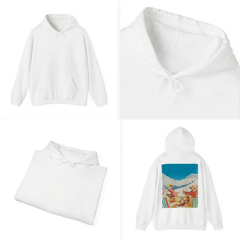 Dogs Dining In Snowy Mountain Resort – Hoodies