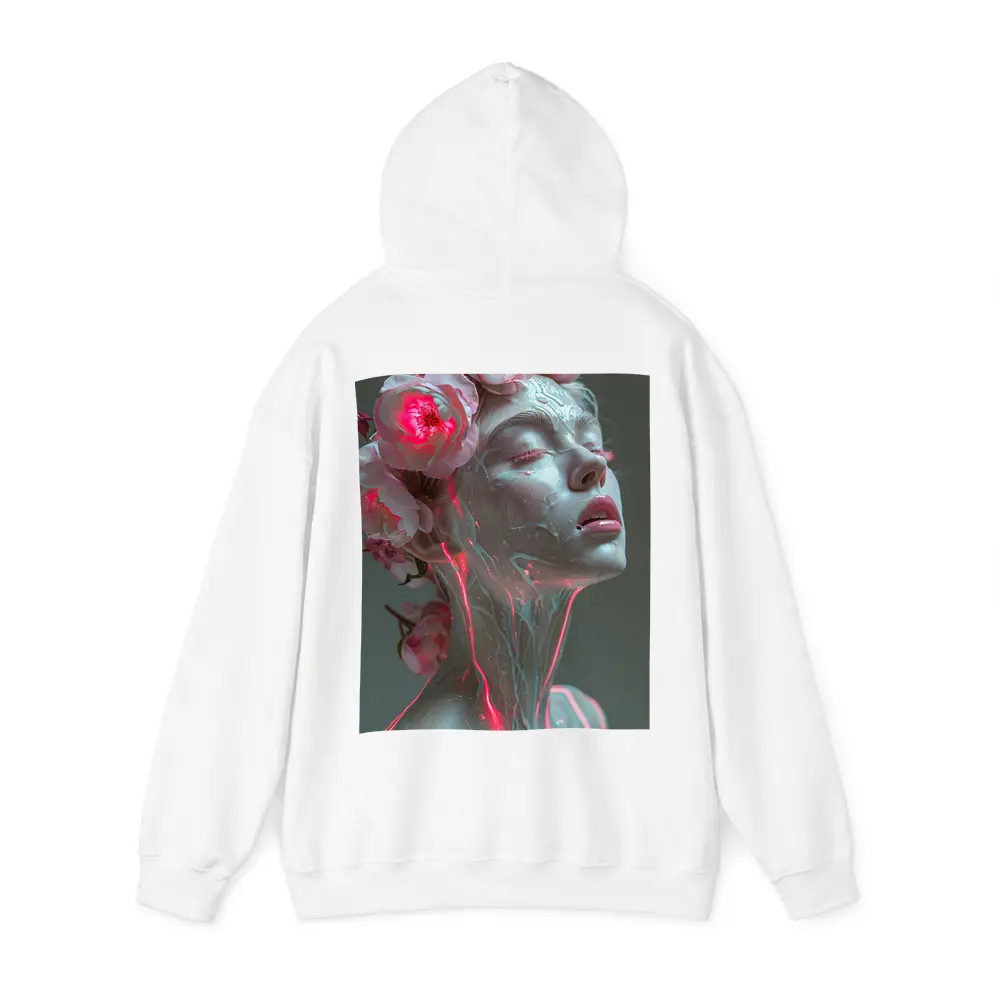 Surreal Woman Sculpture Neon Peonies Floral – Hoodies