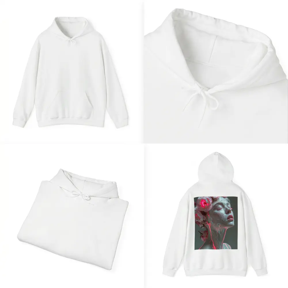 Surreal Woman Sculpture Neon Peonies Floral – Hoodies