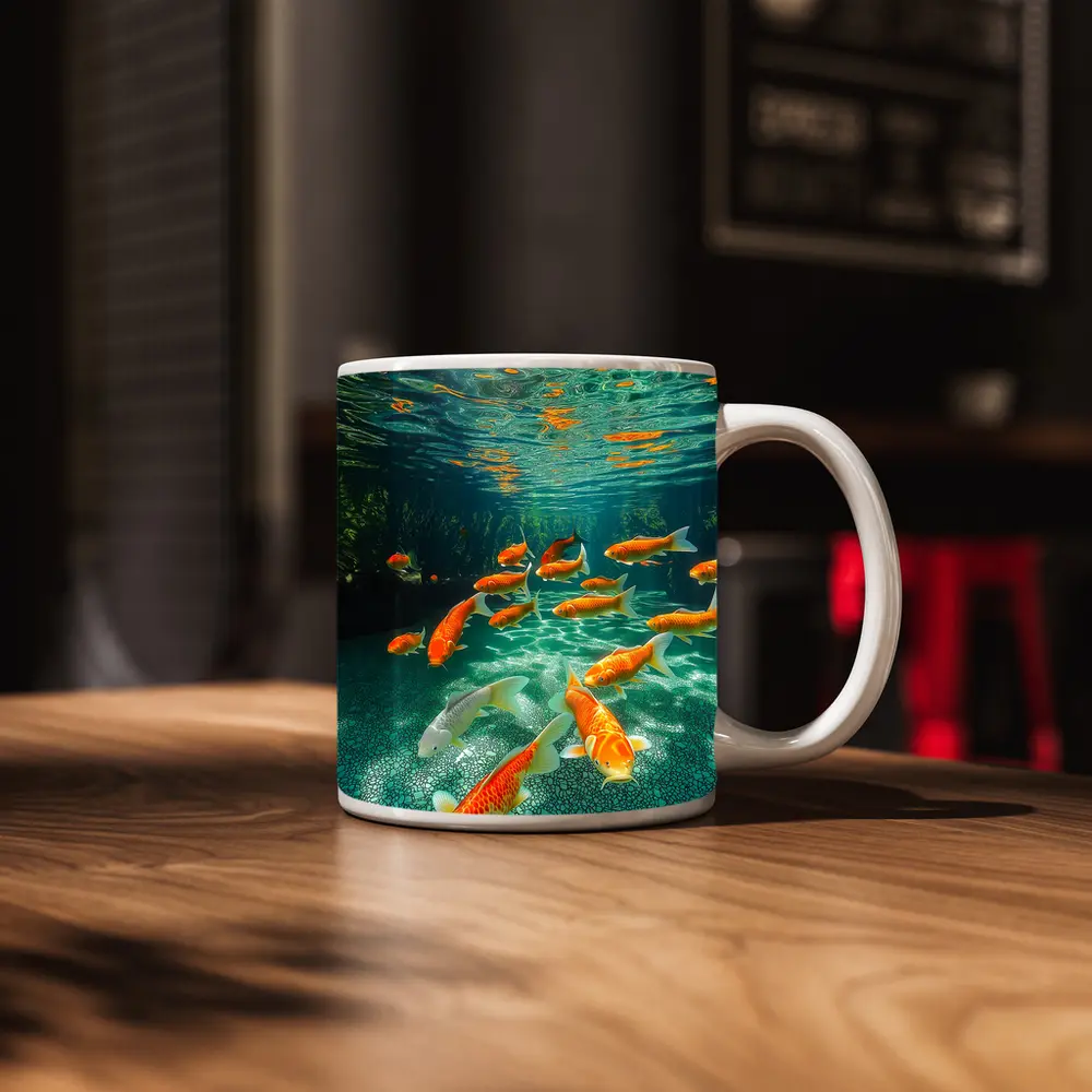 Koi Fish Swimming in Tropical Pond – Mugs