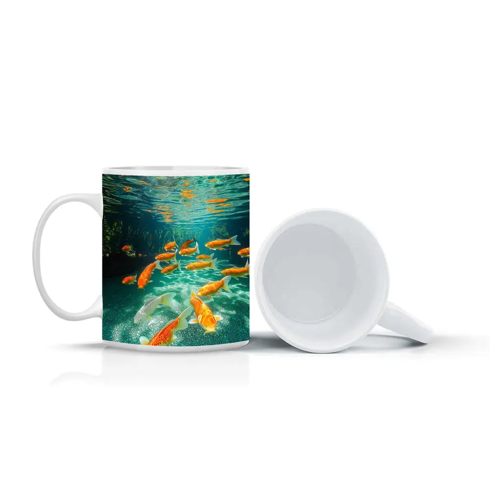 Koi Fish Swimming in Tropical Pond – Mugs