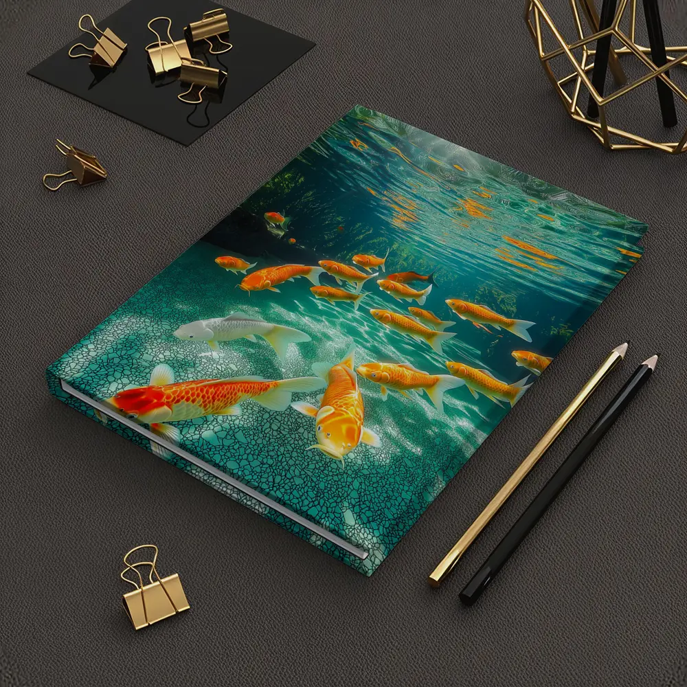 Koi Fish Swimming in Tropical Pond – Notebooks