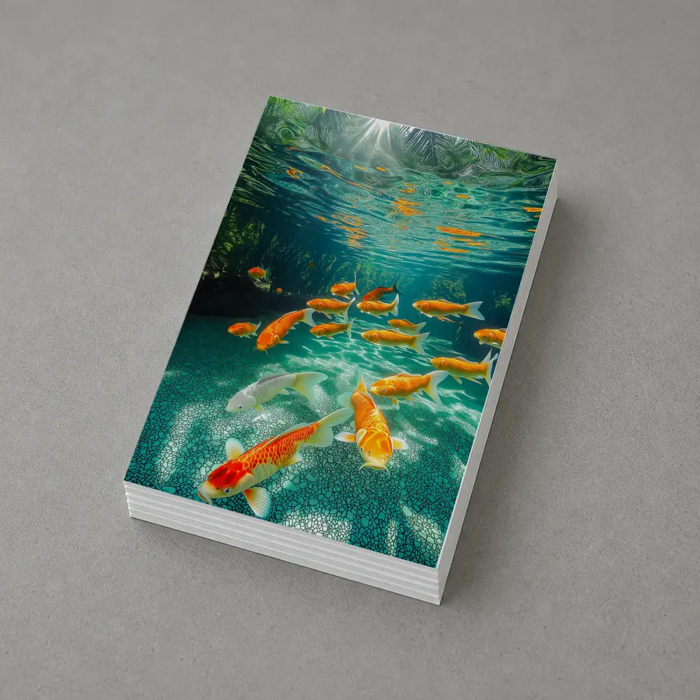 Koi Fish Swimming in Tropical Pond – Postcards