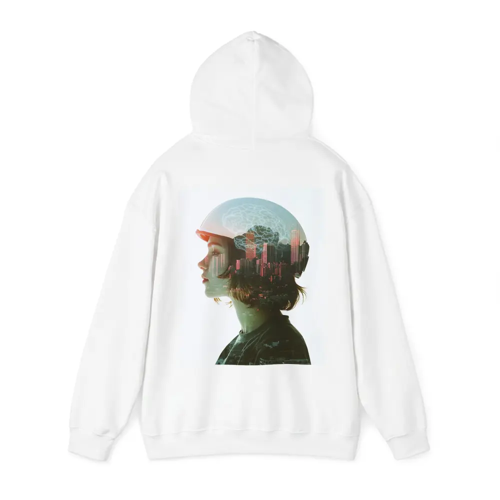 Woman Double Exposure City Brain Skyline – Hoodies