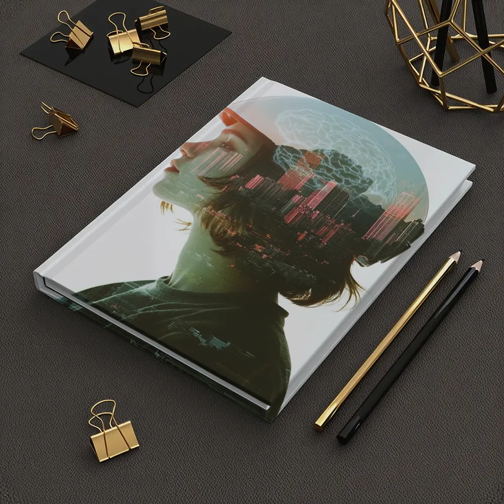 Woman Double Exposure City Brain Skyline – Notebooks