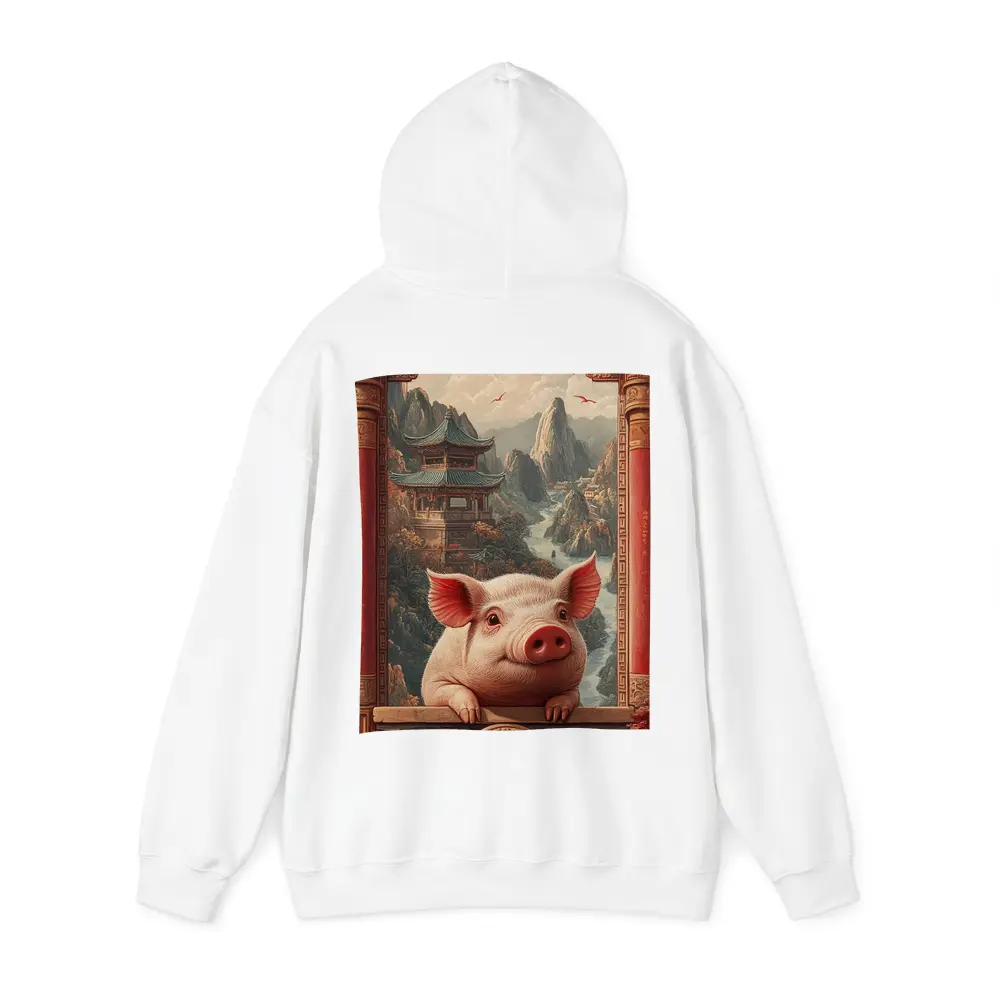 Pig Chinese Temple Mountain Landscape Art – Hoodies