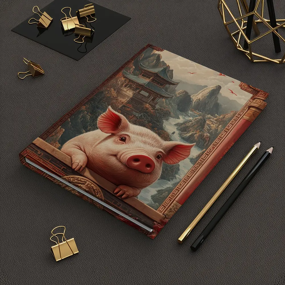 Pig Chinese Temple Mountain Landscape Art – Notebooks