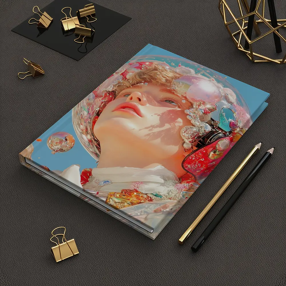 Surreal Girl Bubble Helmet Blue Sky – Notebooks