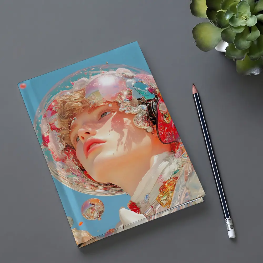 Surreal Girl Bubble Helmet Blue Sky – Notebooks