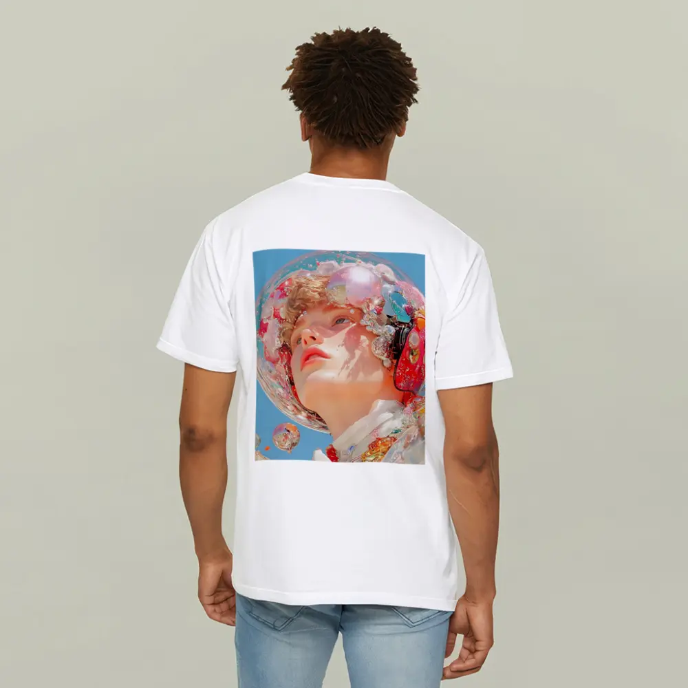 Surreal Girl Bubble Helmet Blue Sky – T-Shirts