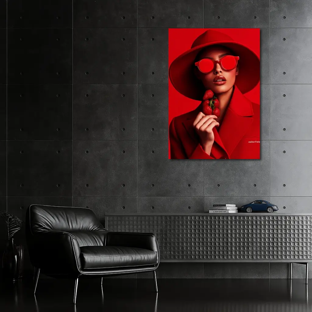 Red Fashion Woman Hat Sunglasses Strawberry – Wall Art