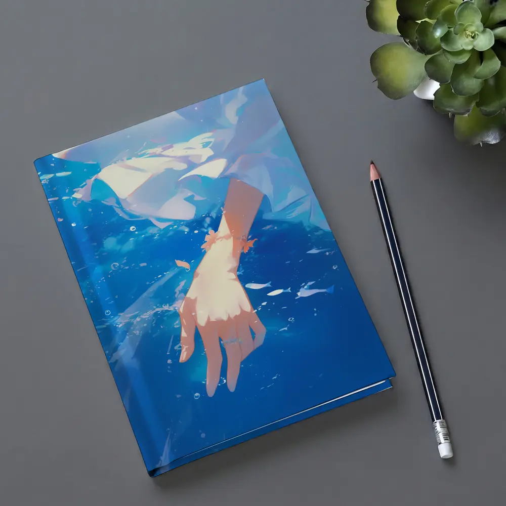 Anime Girl Hand Submerged Blue Water – Notebooks