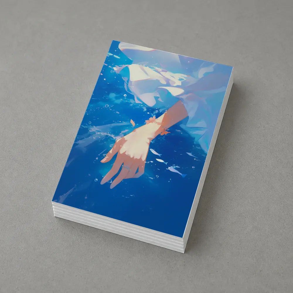 Anime Girl Hand Submerged Blue Water – Postcards