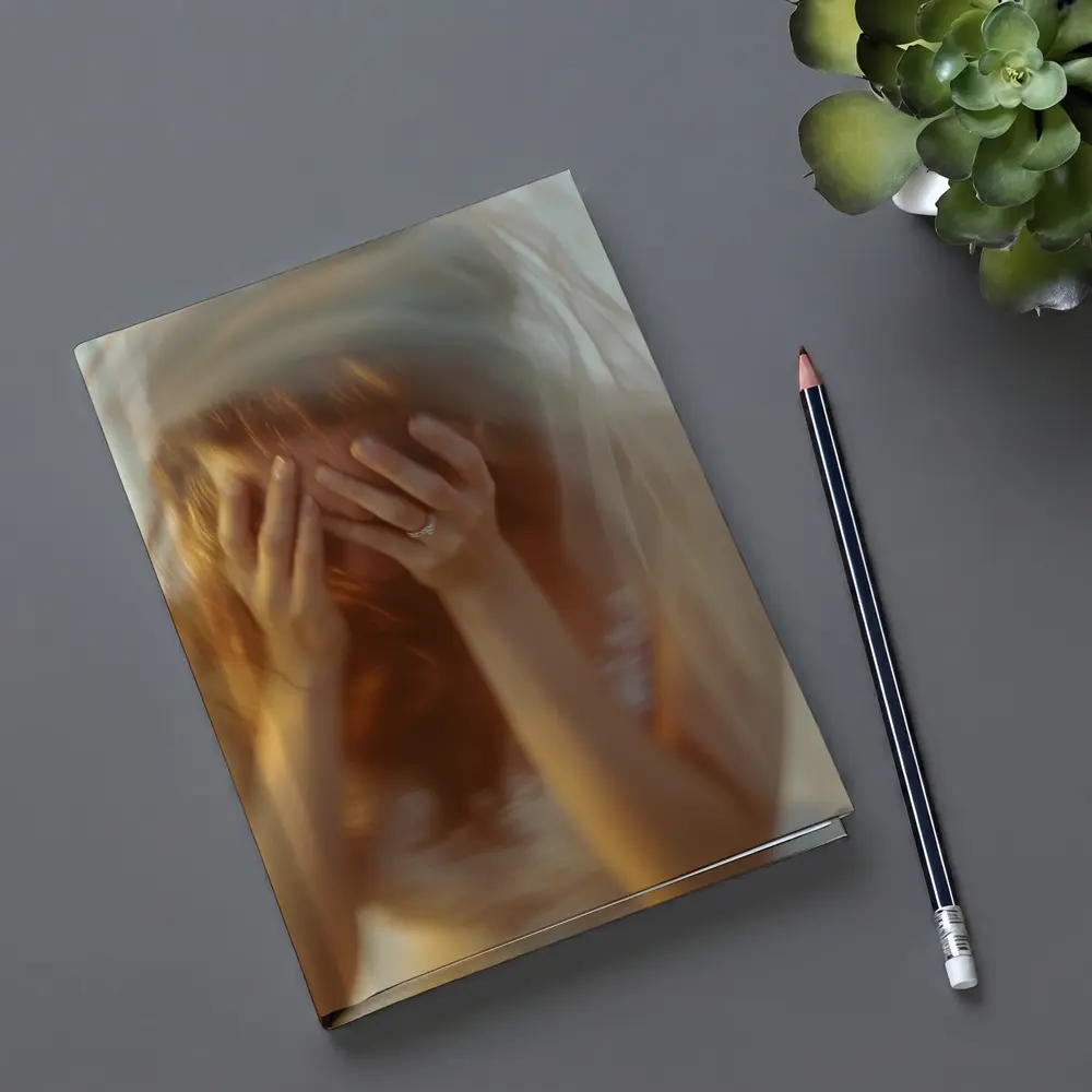 Distressed Bride Covering Face Soft Background – Notebooks