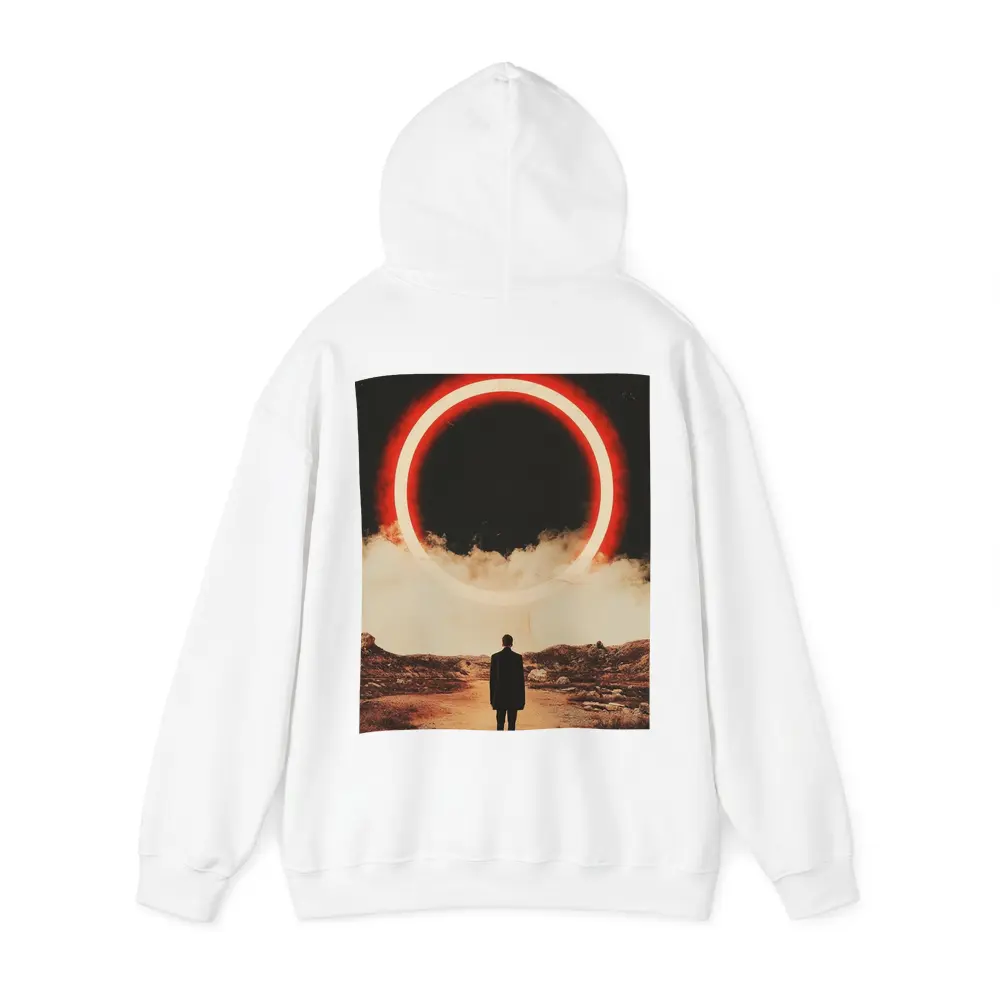 Lone Man Red Glowing Circle Desert – Hoodies