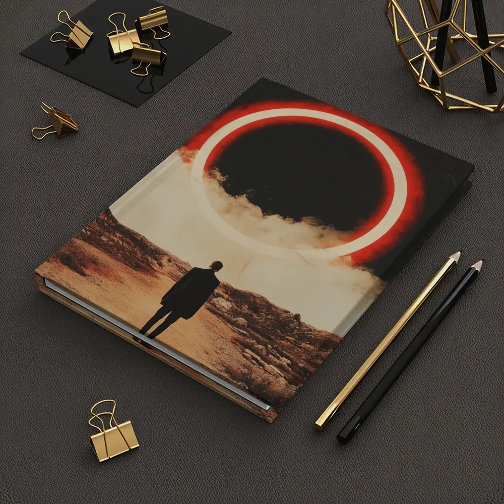 Lone Man Red Glowing Circle Desert – Notebooks