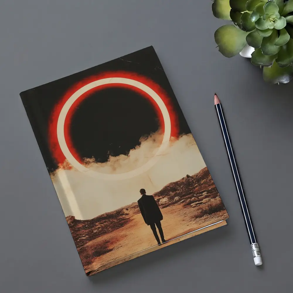 Lone Man Red Glowing Circle Desert – Notebooks