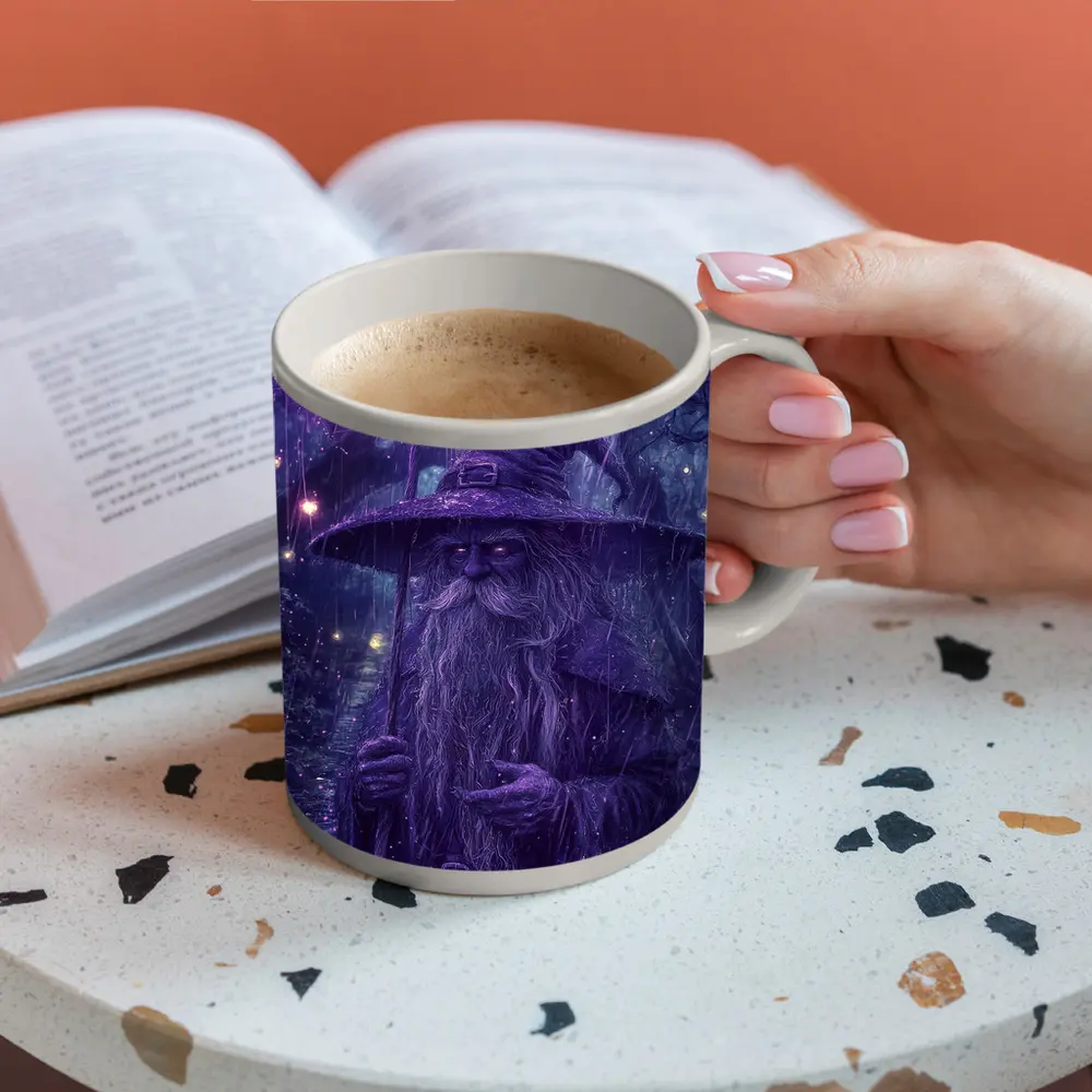 Purple Wizard Rain Fantasy Forest Art – Mugs