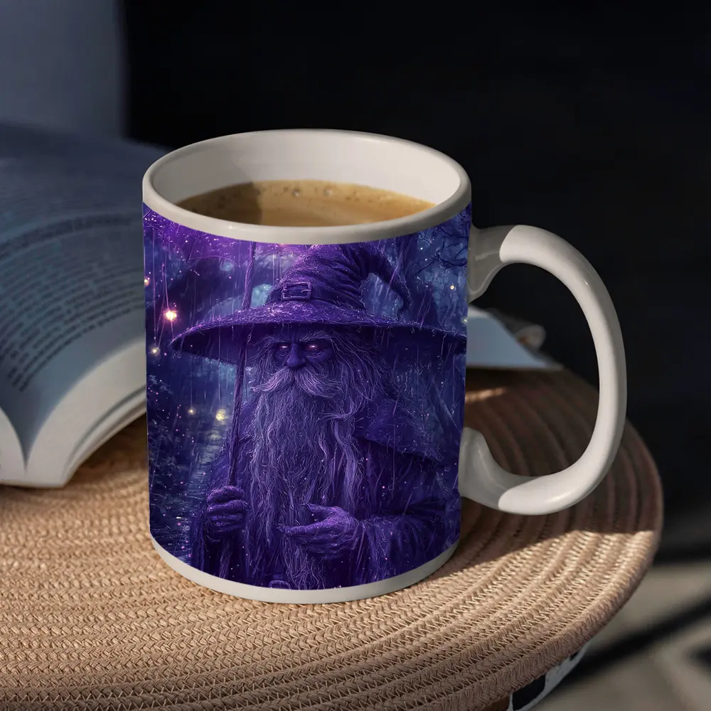 Purple Wizard Rain Fantasy Forest Art – Mugs