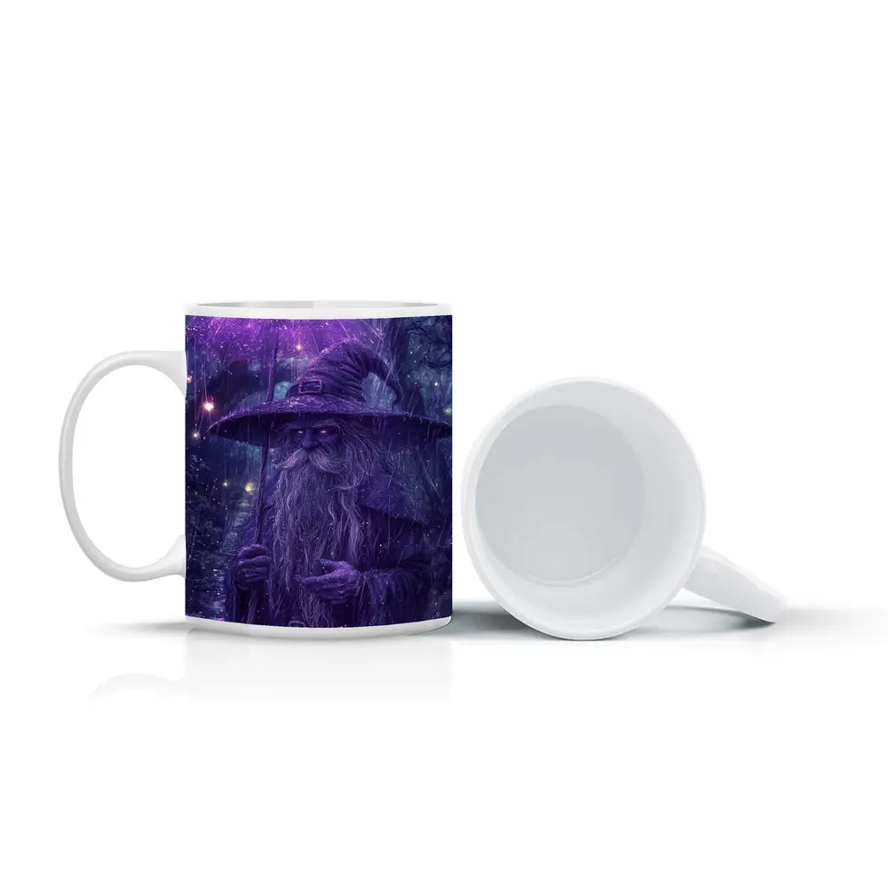 Purple Wizard Rain Fantasy Forest Art – Mugs