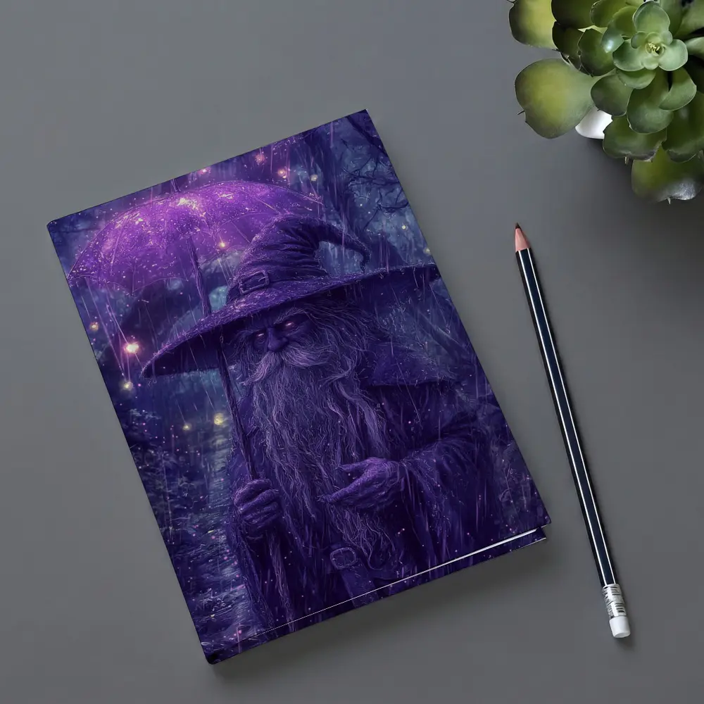 Purple Wizard Rain Fantasy Forest Art – Notebooks