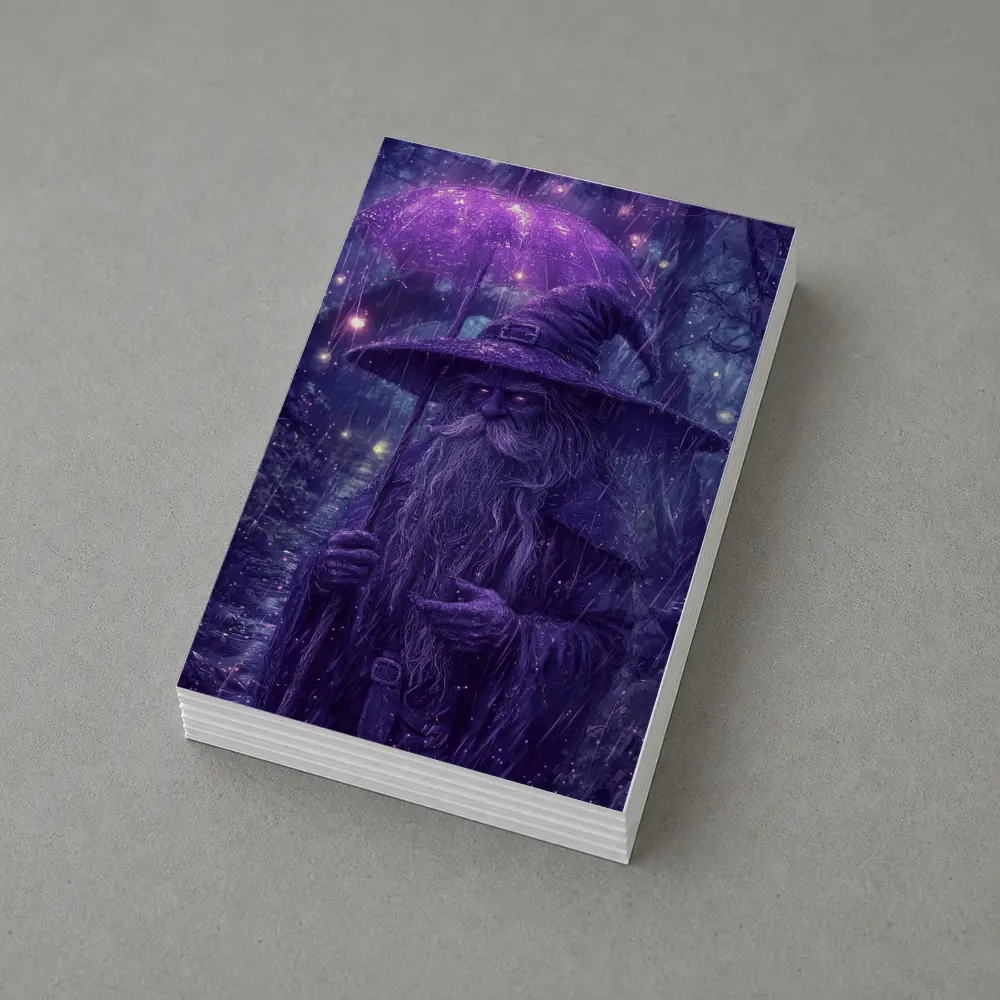 Purple Wizard Rain Fantasy Forest Art – Postcards
