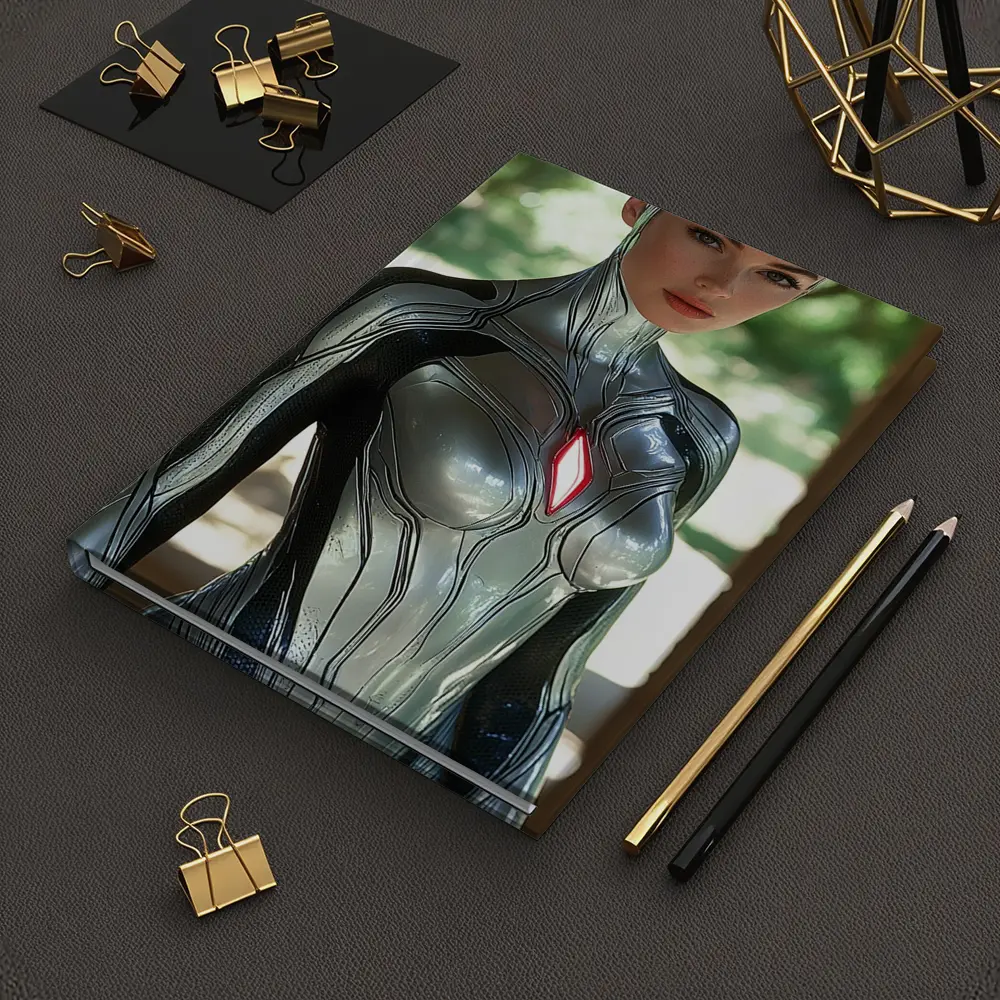Silver Armored Female Warrior Sci Fi Art – Notebooks