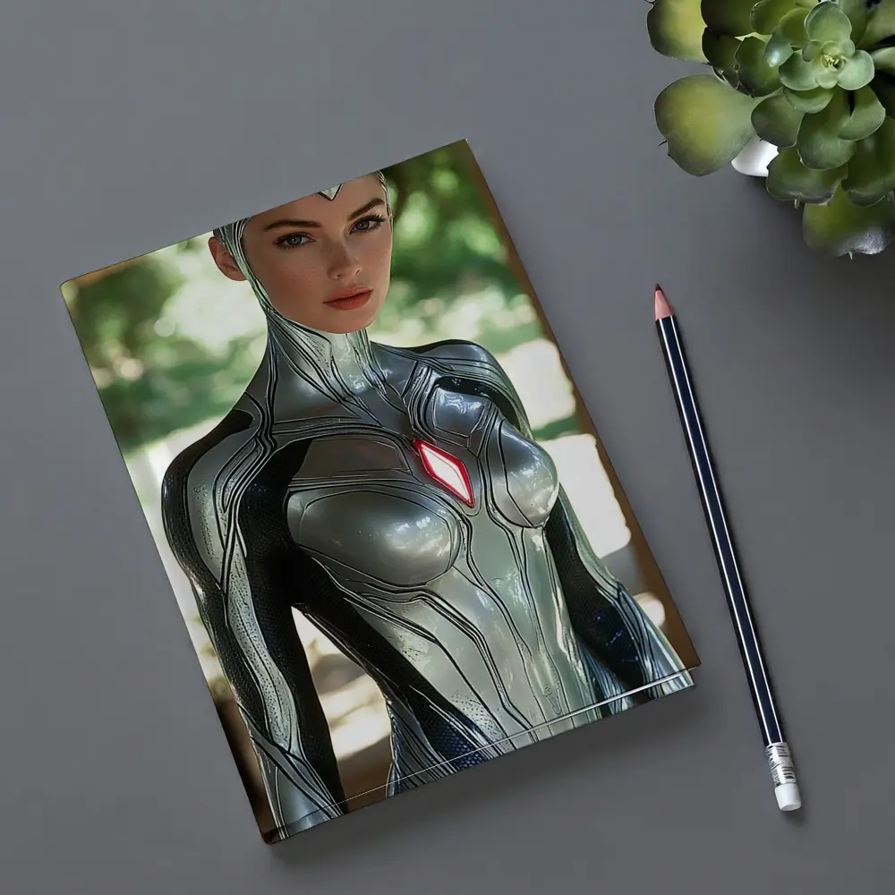Silver Armored Female Warrior Sci Fi Art – Notebooks