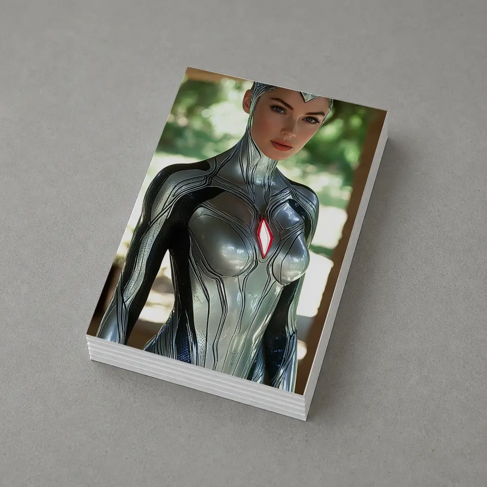 Silver Armored Female Warrior Sci Fi Art – Postcards