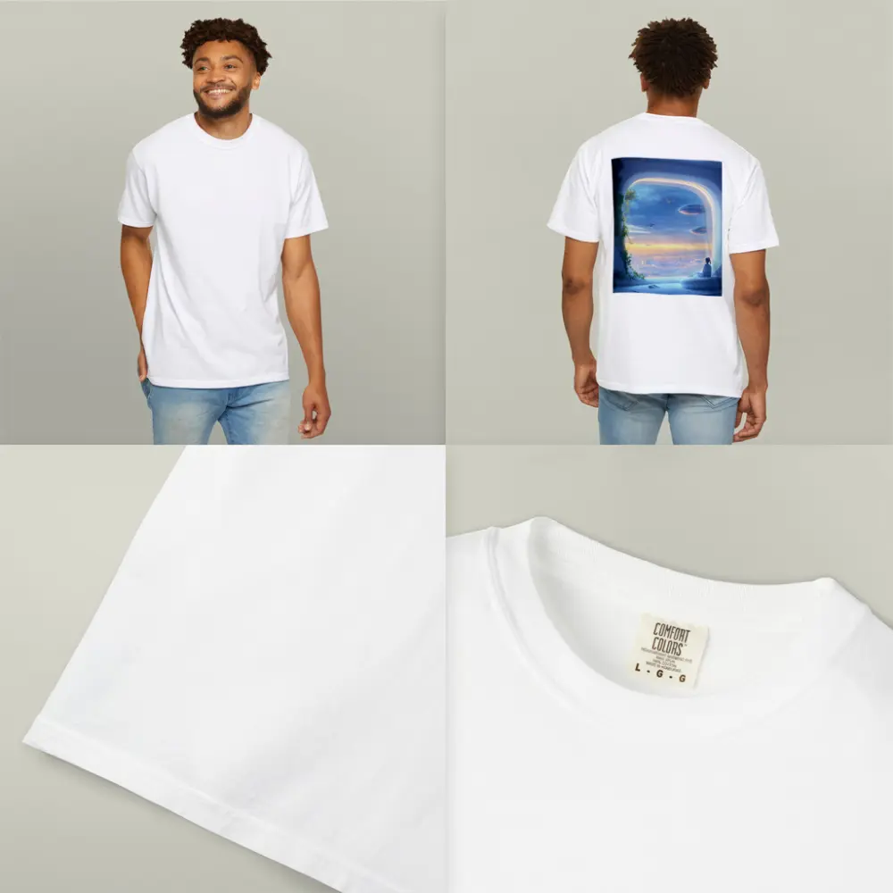 Futuristic City Girl Window Flying Spaceships – T-Shirts
