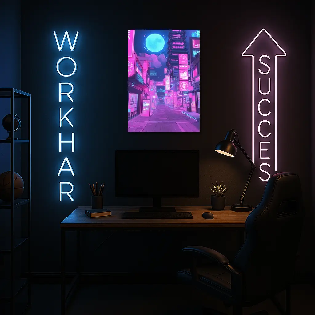 Anime Tokyo Street Neon Night Moon – Wall Art