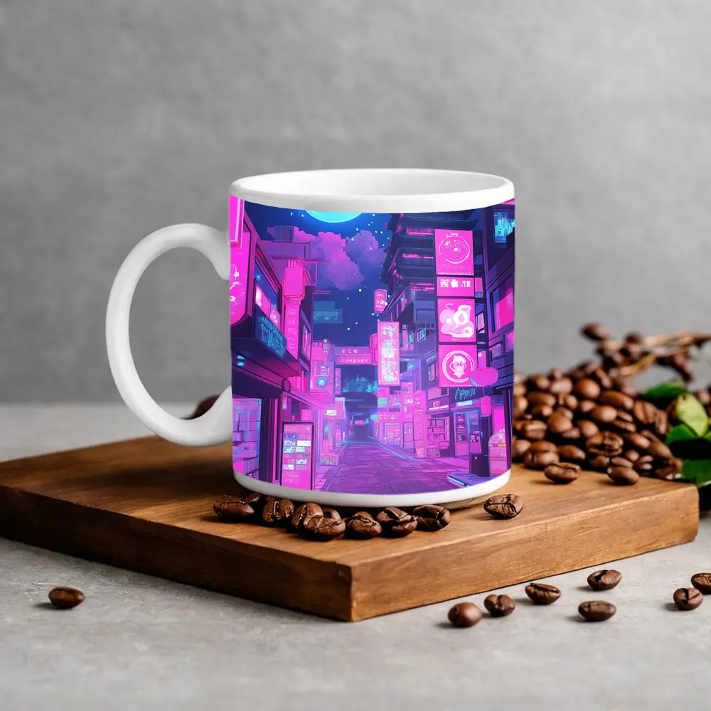 Anime Tokyo Street Neon Night Moon – Mugs