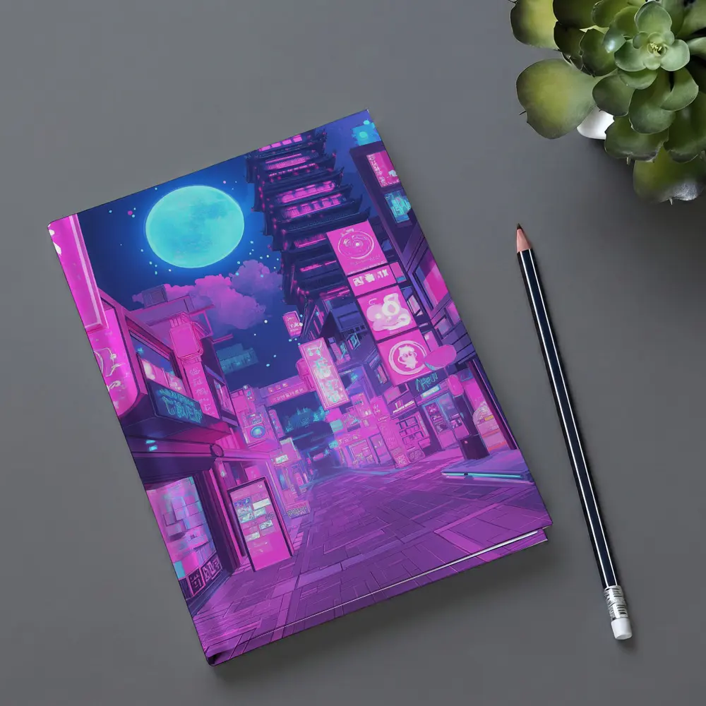 Anime Tokyo Street Neon Night Moon – Notebooks