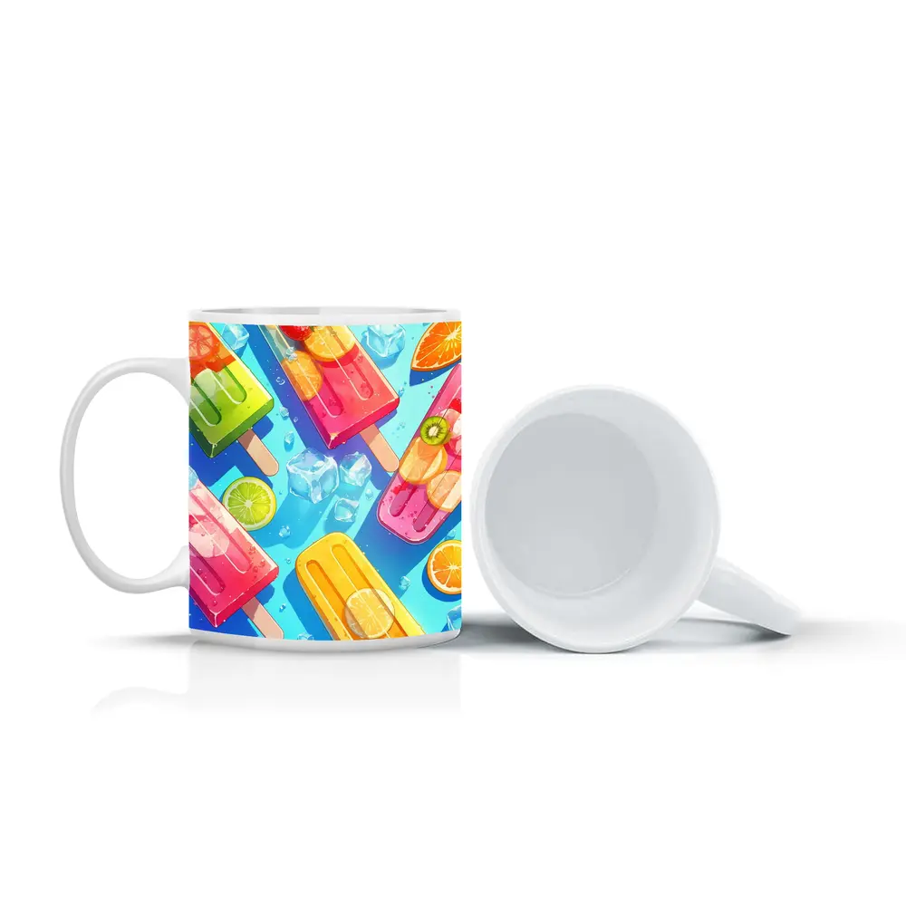 Colorful Fruit Popsicles On Blue Summer Background – Mugs