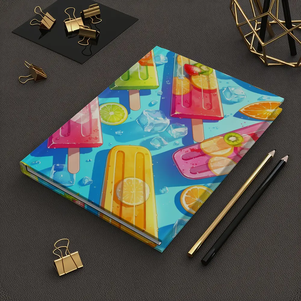 Colorful Fruit Popsicles On Blue Summer Background – Notebooks