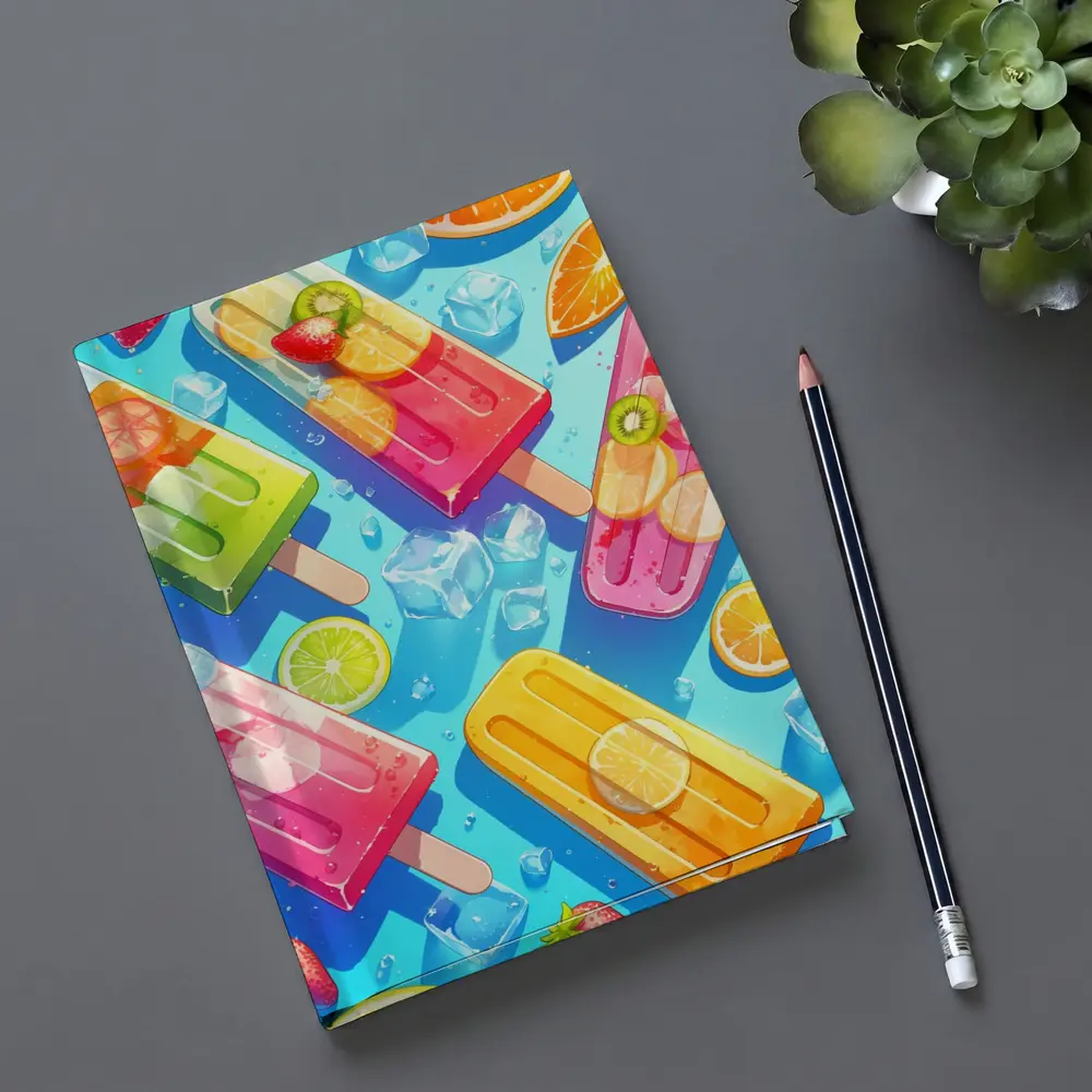 Colorful Fruit Popsicles On Blue Summer Background – Notebooks