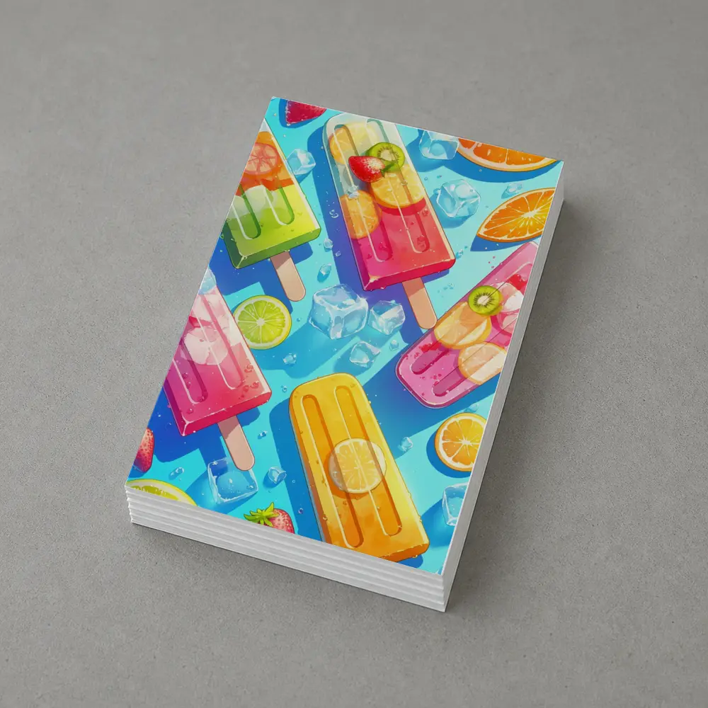 Colorful Fruit Popsicles On Blue Summer Background – Postcards