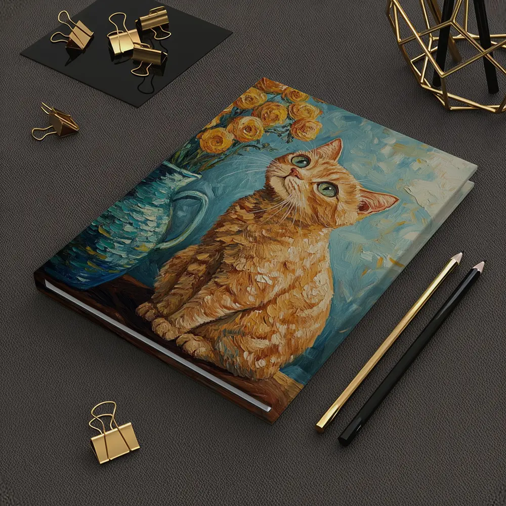 Orange Tabby Cat Van Gogh Style Painting – Notebooks
