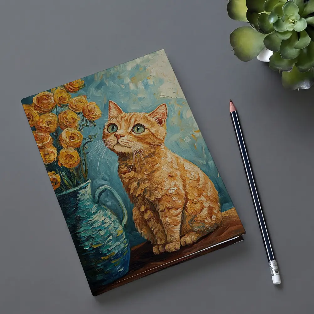 Orange Tabby Cat Van Gogh Style Painting – Notebooks