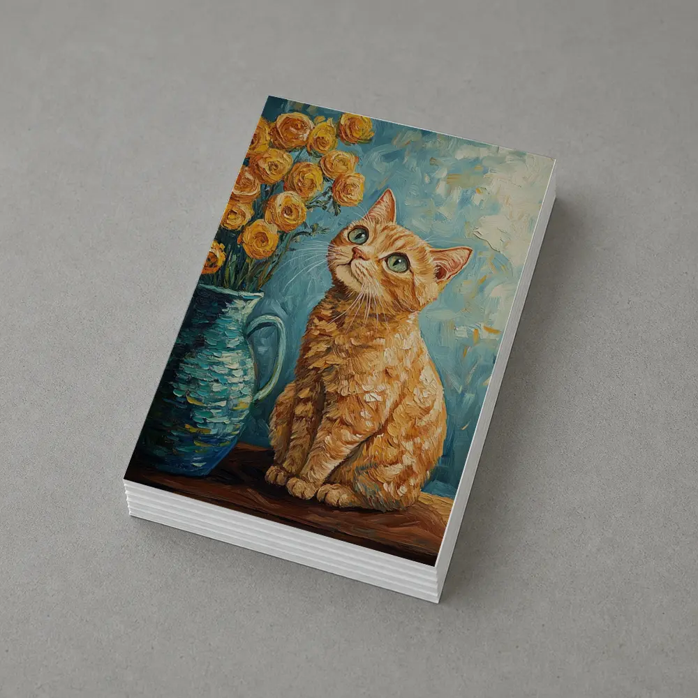 Orange Tabby Cat Van Gogh Style Painting – Postcards