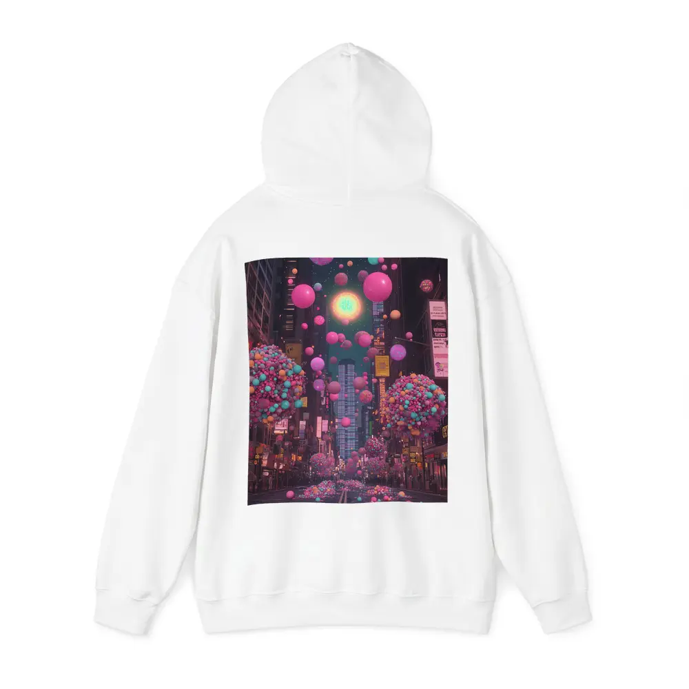 Colorful Balloons Floating Over City Street – Hoodies