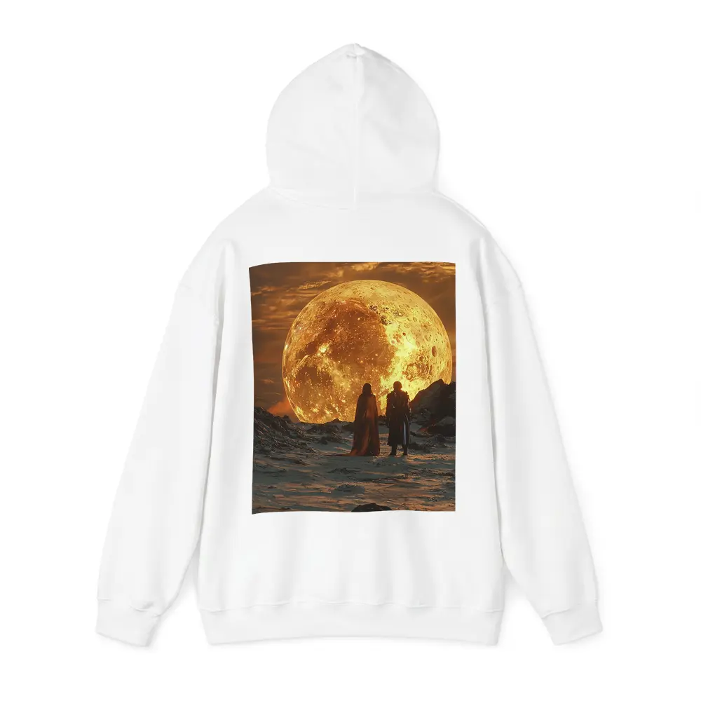 Two Figures Before Giant Golden Moon – Hoodies