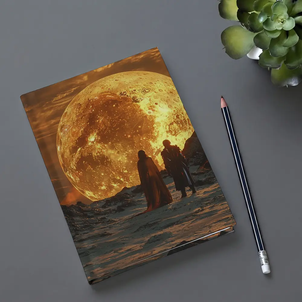 Two Figures Before Giant Golden Moon – Notebooks