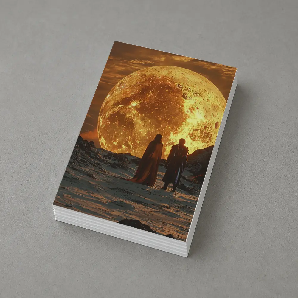 Two Figures Before Giant Golden Moon – Postcards
