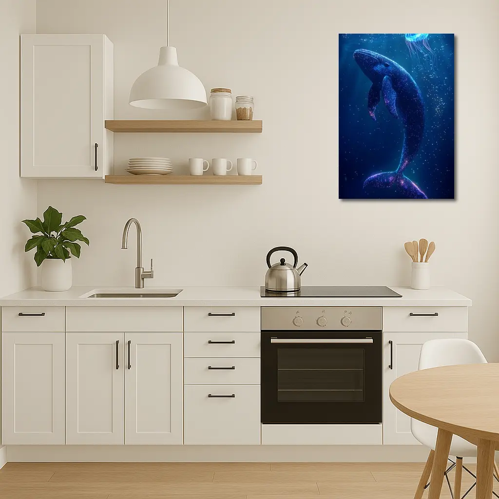 Glowing Whale and Jellyfish Deep Ocean – Wall Art