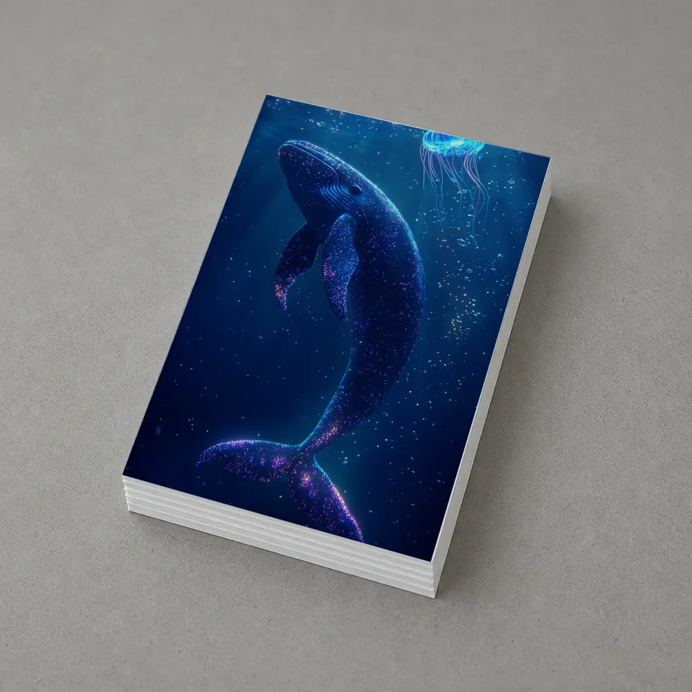 Glowing Whale and Jellyfish Deep Ocean – Postcards