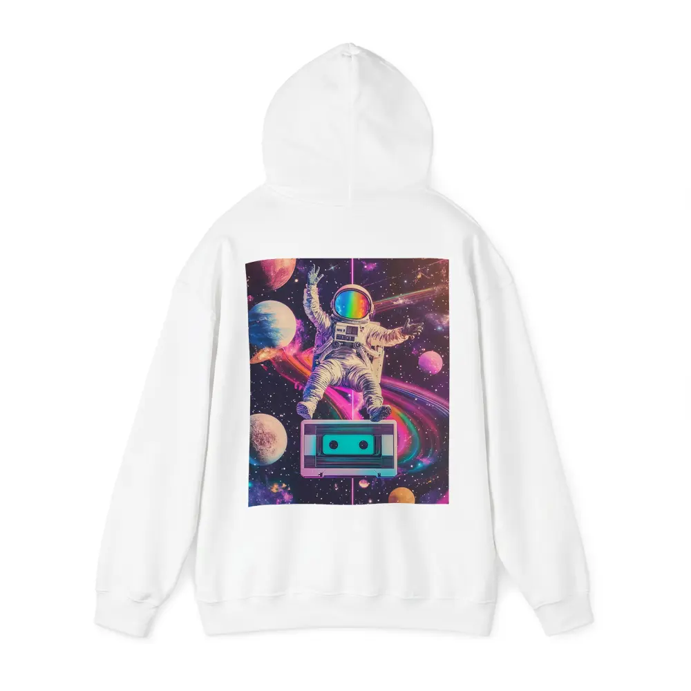 Astronaut Floating in Colorful Retro Space – Hoodies