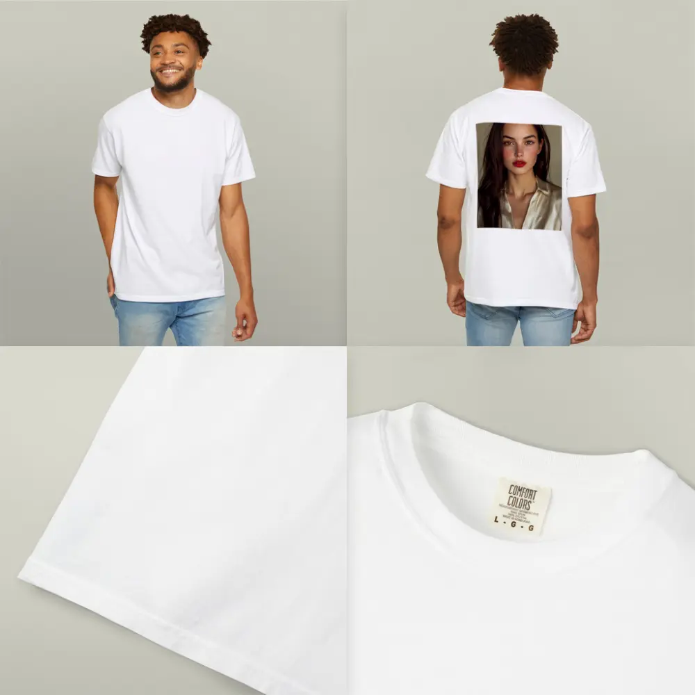 Young Woman Red Lips Silk Shirt Portrait – T-Shirts